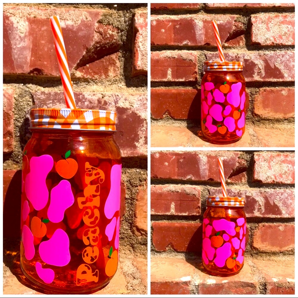 Peachy Cow Print Orange Glass Coffee Tumbler by Apothecary Home